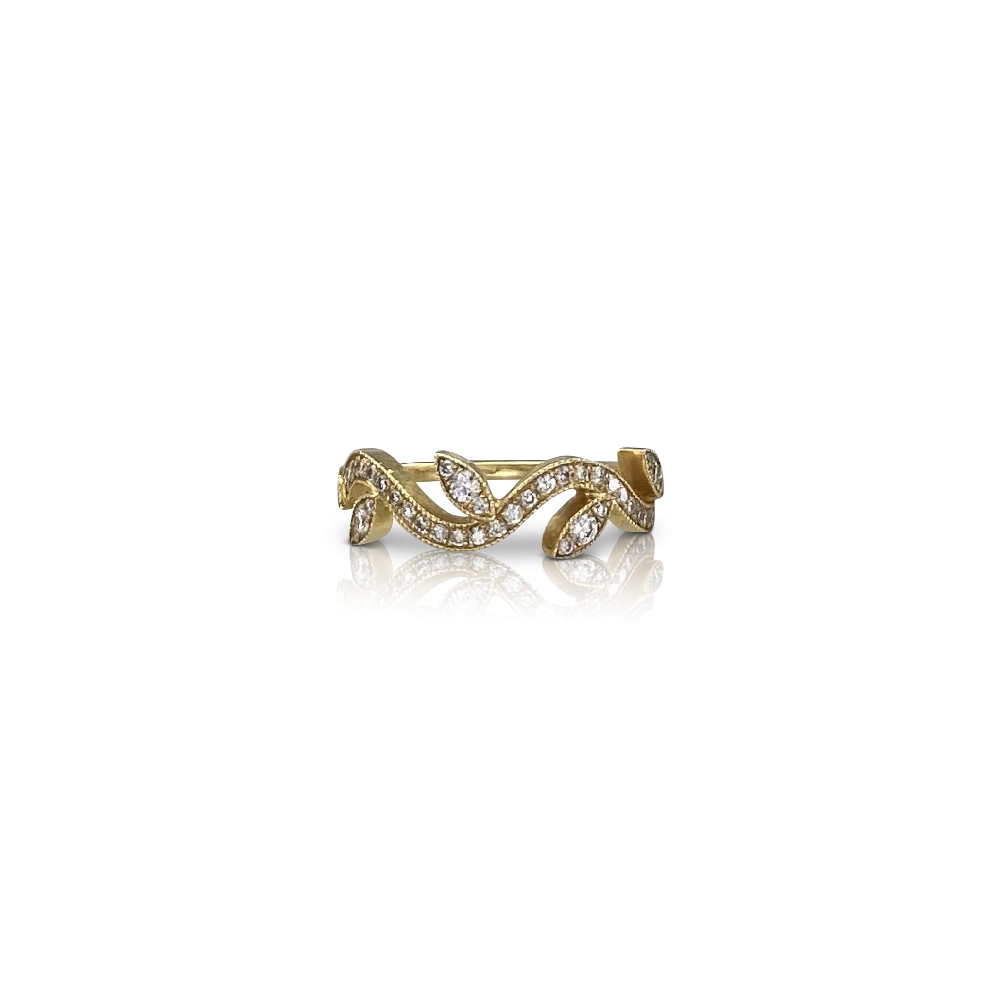 Leaf and Vine Rose Gold Diamond Bridal Ring Set ADLR213S